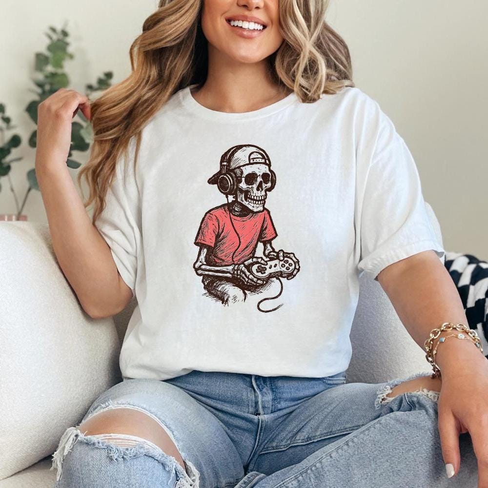 Gamer Skeleton PNG, Cool Digital Download - 300 DPI Design for T-Shirt