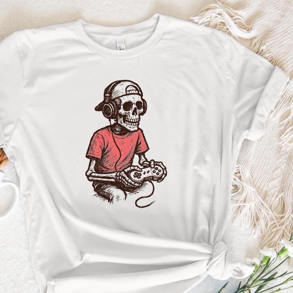 Gamer Skeleton PNG, Cool Digital Download - 300 DPI Design for T-Shirt