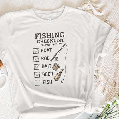 Fishing Checklist PNG, Boat Rod Bait Beer Fish - 300 DPI Design for T-Shirt