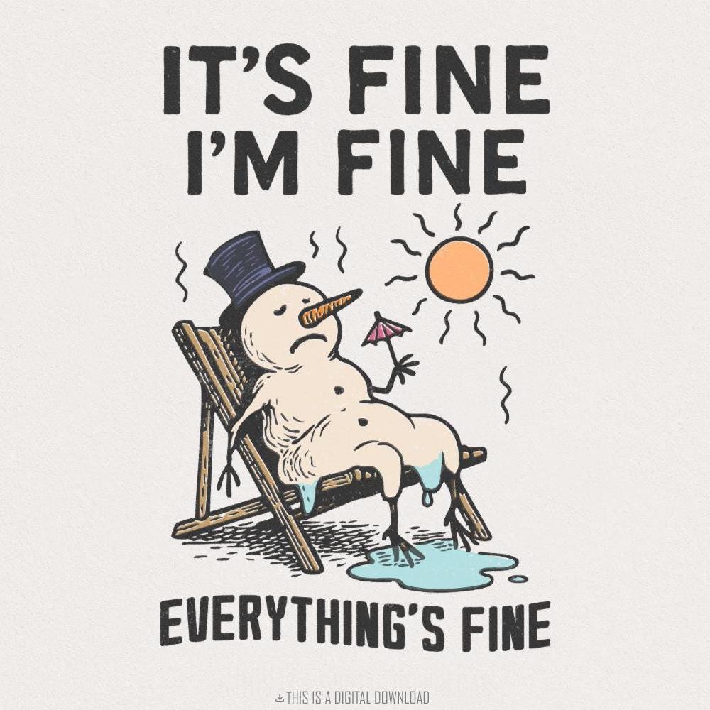 It's Fine I'm Fine Everything's Fine PNG, Funny Melting Snowman Shirt -