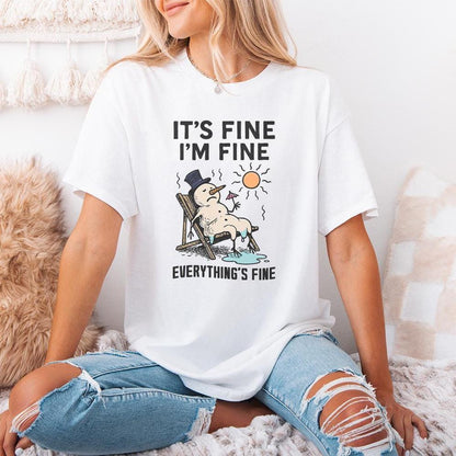 It's Fine I'm Fine Everything's Fine PNG, Funny Melting Snowman Shirt -