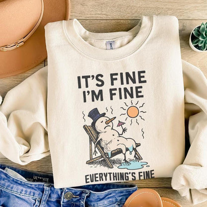 It's Fine I'm Fine Everything's Fine PNG, Funny Melting Snowman Shirt -