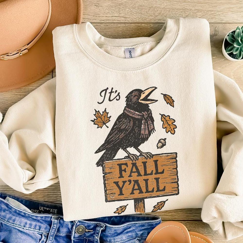 It’s Fall Y’all PNG, Autumn Crow Design - 300 DPI Design for T-Shirt