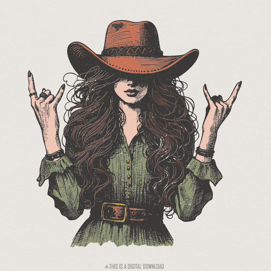 Cowgirl PNG, Western Fashion Digital Download - 300 DPI Design for T-Shirt