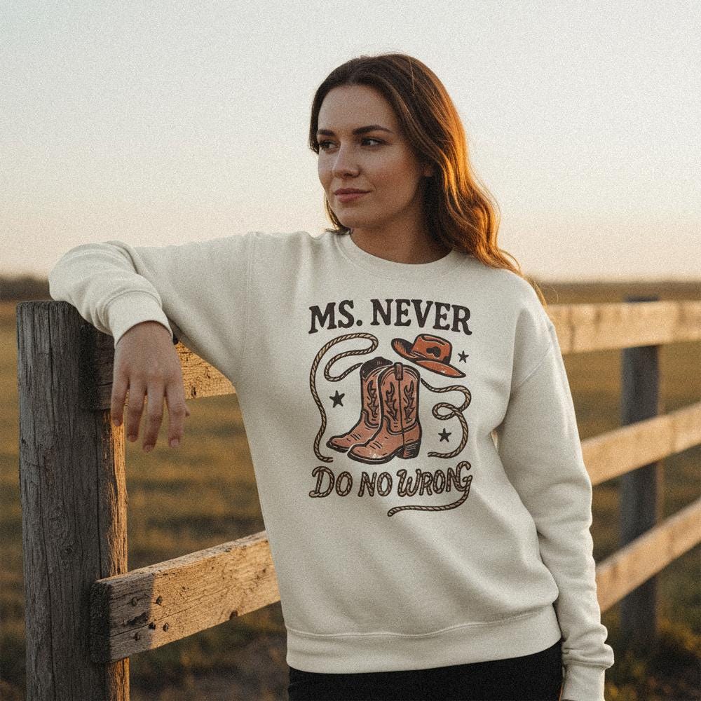 Ms. Never Do No Wrong PNG, Western Cowgirl Boots and Hat - 300 DPI Design
