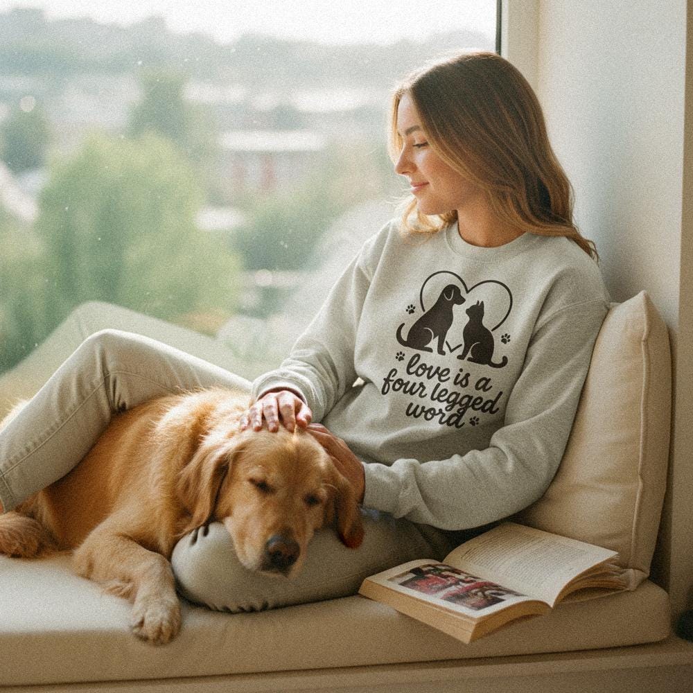 Love Is a Four Legged Word PNG, Dog and Cat Heart Design - 300 DPI Design