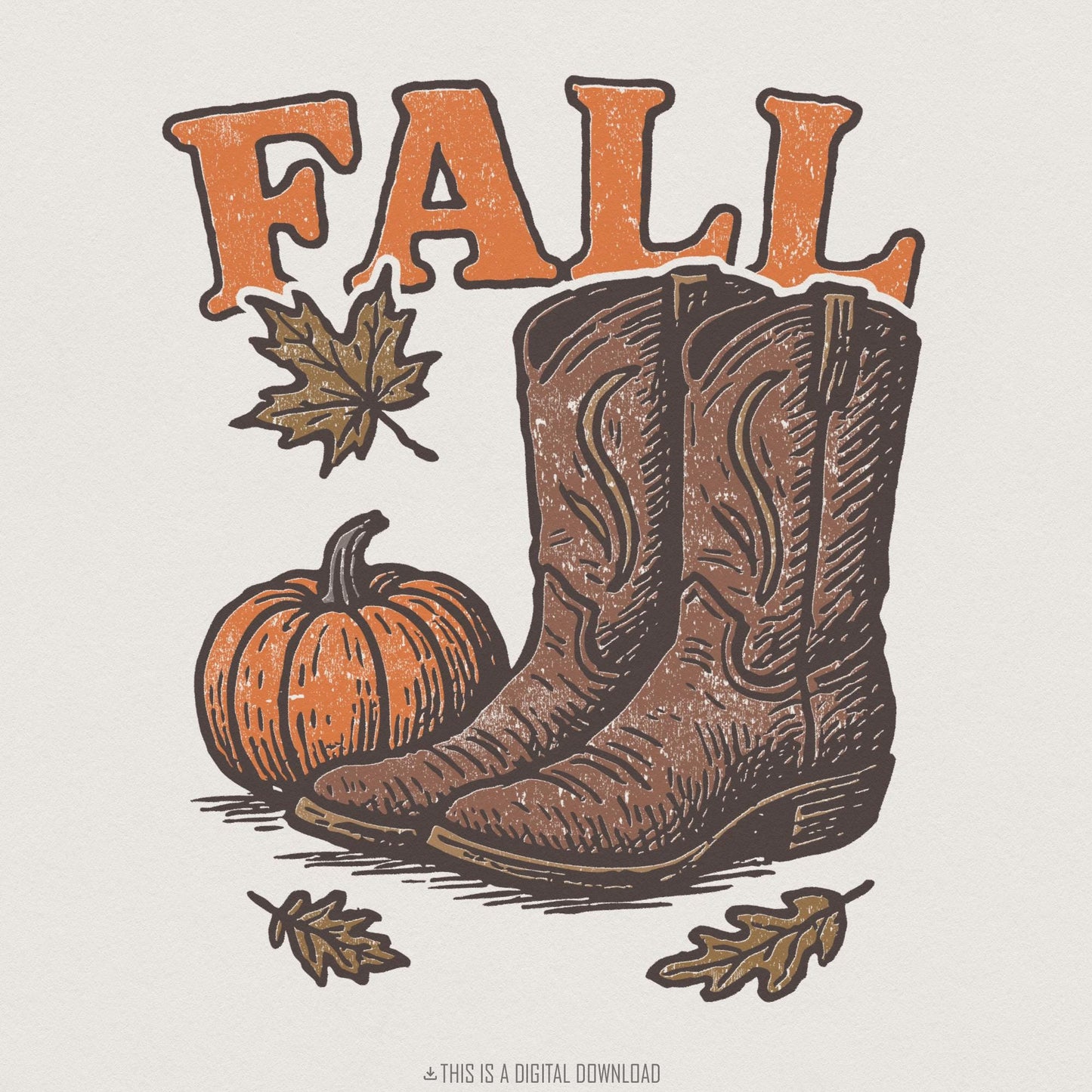Fall PNG, Western Boots Autumn Design - 300 DPI Design for T-Shirt