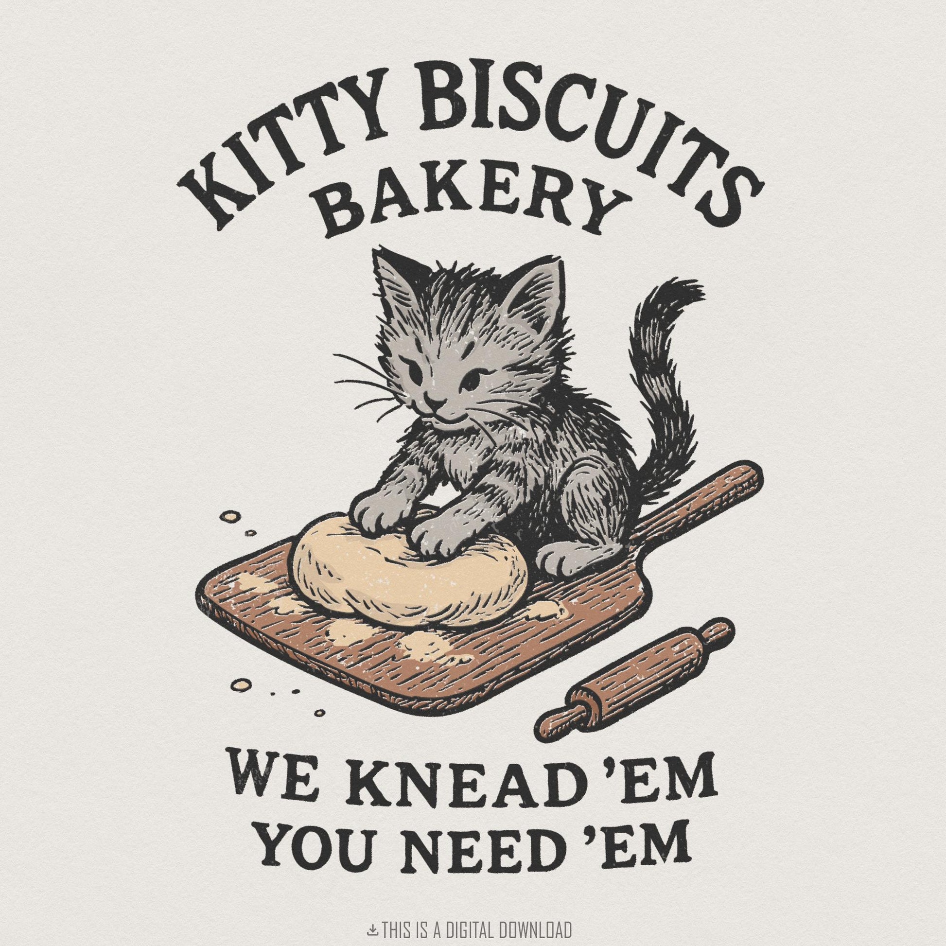 Kitty Biscuits Bakery PNG, Cute Cat Making Biscuits - 300 DPI Design for