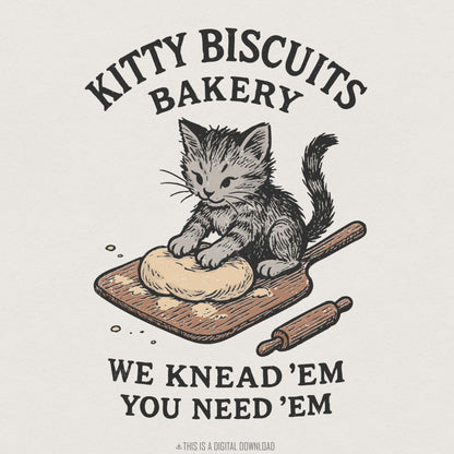 Kitty Biscuits Bakery PNG, Cute Cat Making Biscuits - 300 DPI Design for