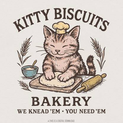 Kitty Biscuits Bakery PNG, Cute Cat Digital Download - 300 DPI Design for