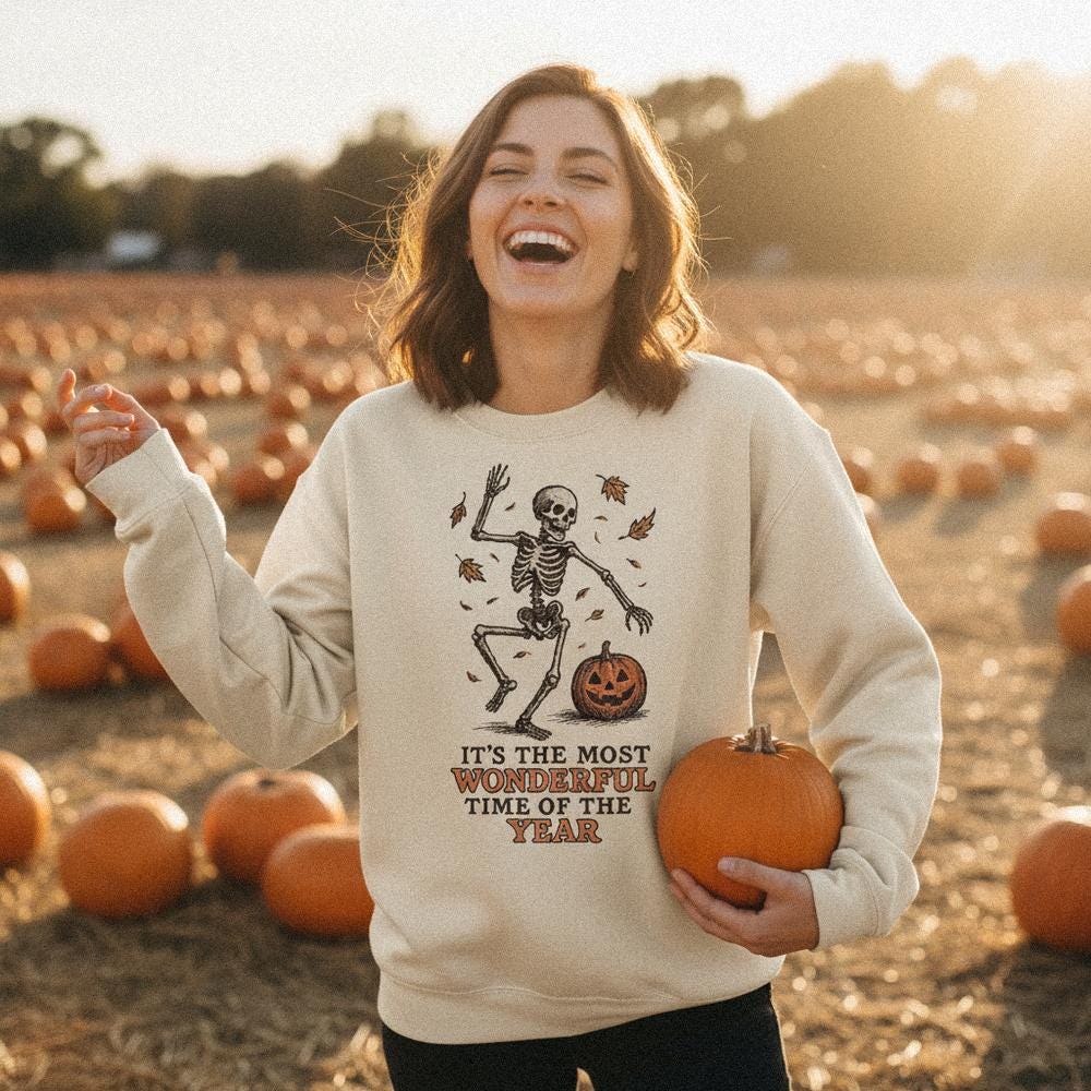 It’s The Most Wonderful Time Of The Year PNG, Dancing Skeleton Pumpkin