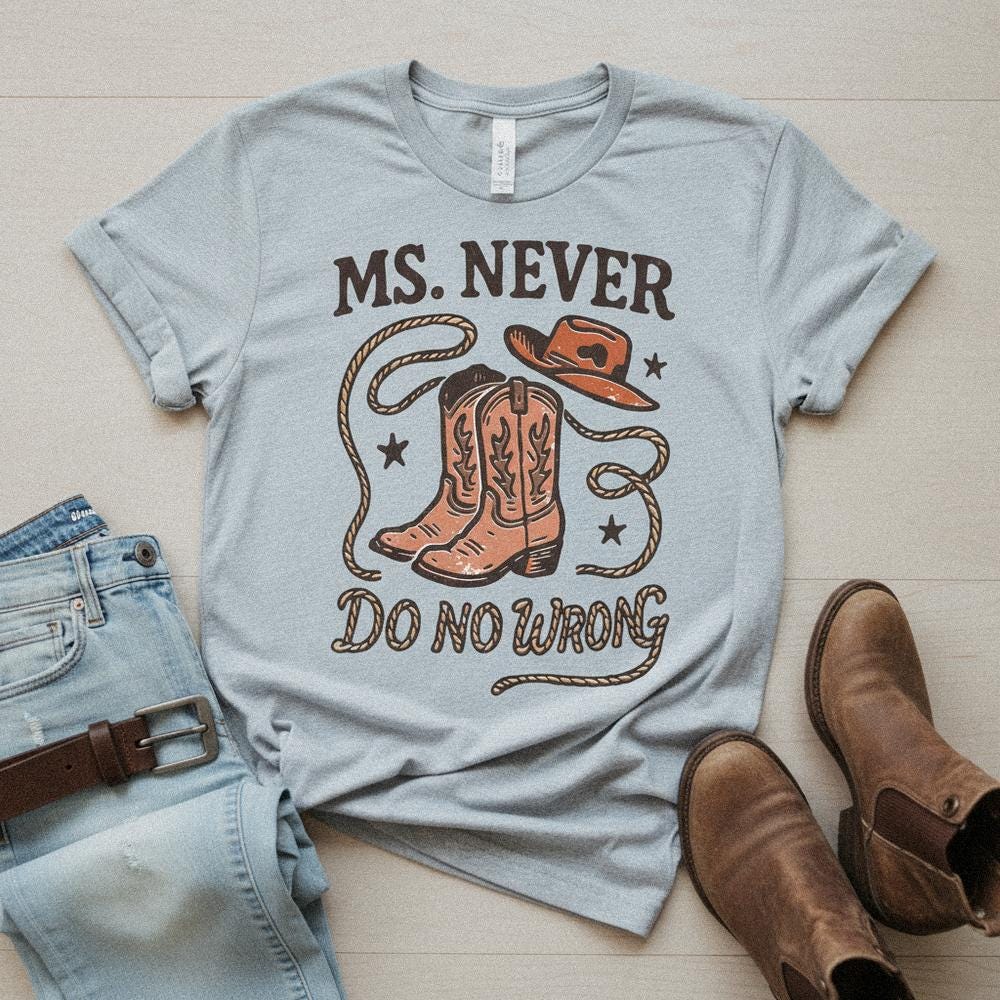 Ms. Never Do No Wrong PNG, Western Cowgirl Boots and Hat - 300 DPI Design