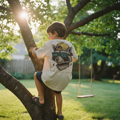 Feral Kid PNG, Cool Raccoon Graphic - 300 DPI Design for T-Shirt