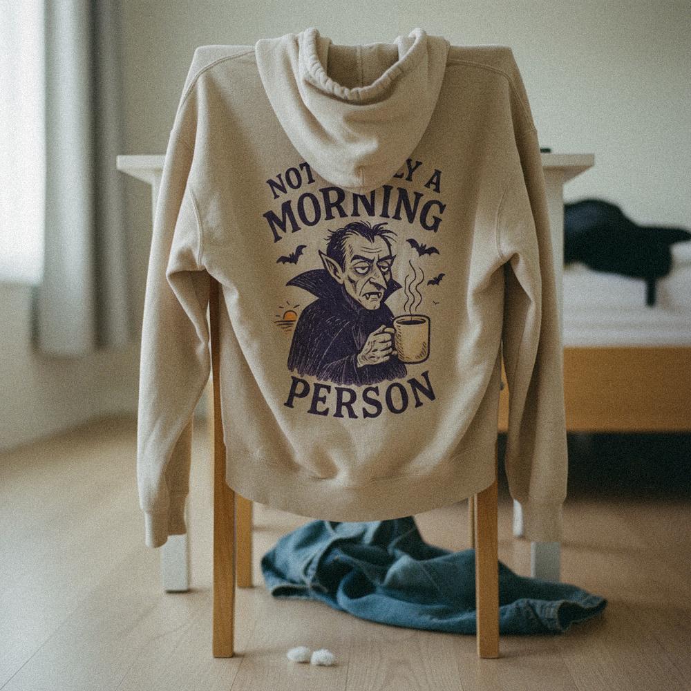 Not Really a Morning Person PNG, Vampire Drinking Coffee - 300 DPI Design