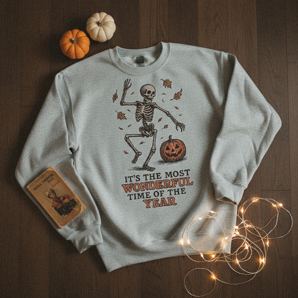 It’s The Most Wonderful Time Of The Year PNG, Dancing Skeleton Pumpkin