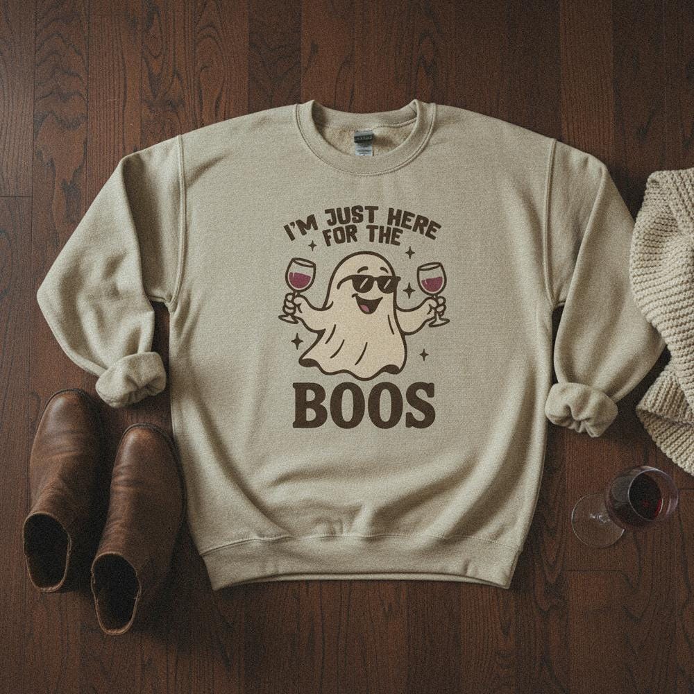 I'm Just Here For The Boos PNG, Funny Ghost Halloween Shirt - 300 DPI