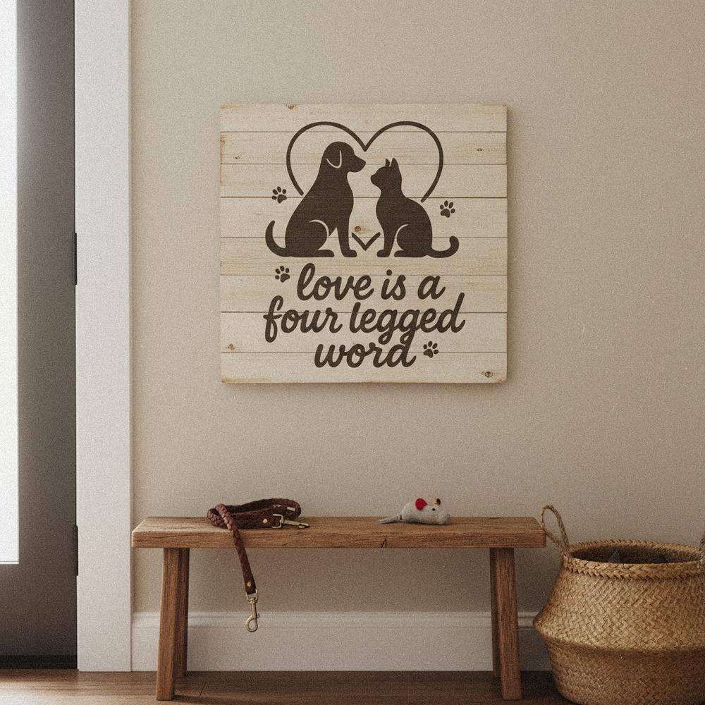 Love Is a Four Legged Word PNG, Dog and Cat Heart Design - 300 DPI Design
