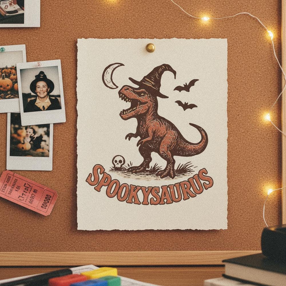 Spookysaurus PNG, Halloween Dinosaur Shirt - 300 DPI Design for T-Shirt