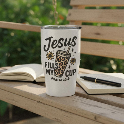Jesus Fills My Cup PNG, Psalm 23:5 Bible Verse PNG - 300 DPI Design for