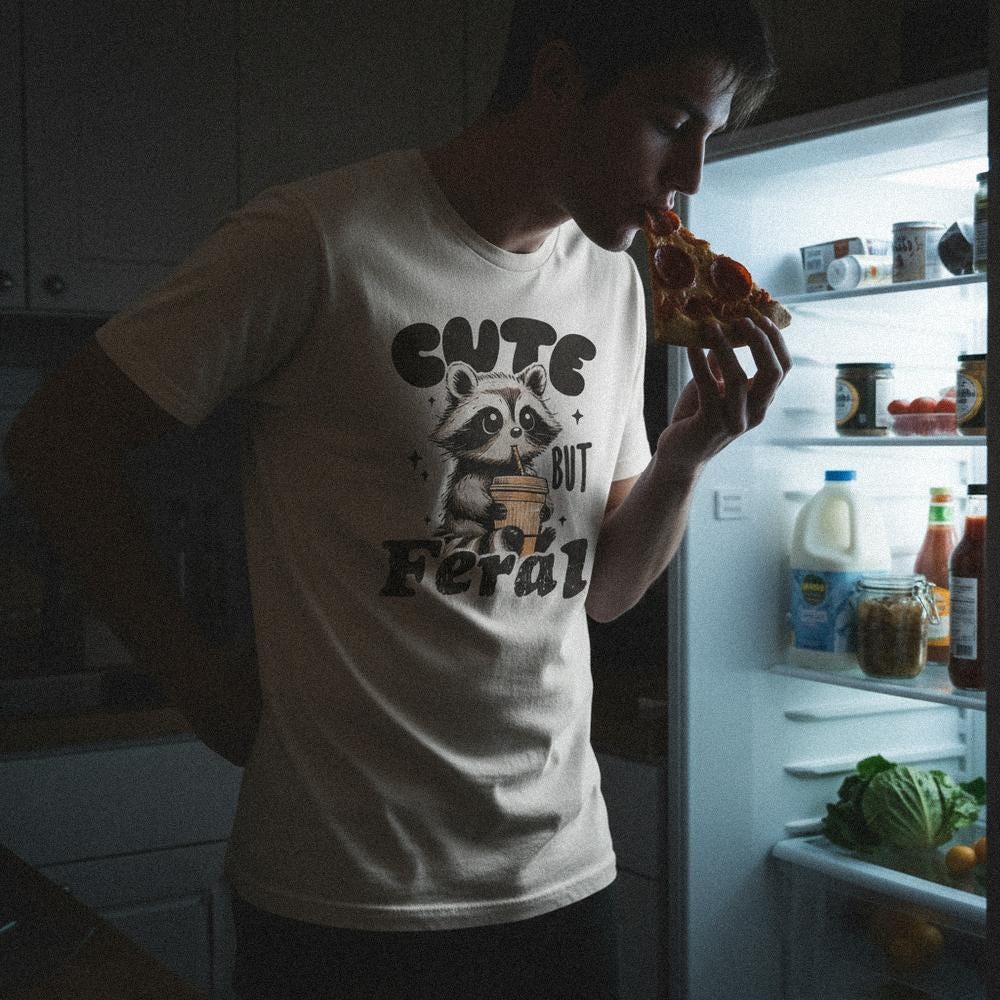 Cute But Feral PNG, Funny Raccoon Shirt - 300 DPI Design for T-Shirt