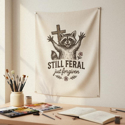 Still Feral Just Forgiven PNG, Cute Raccoon Digital Download - 300 DPI