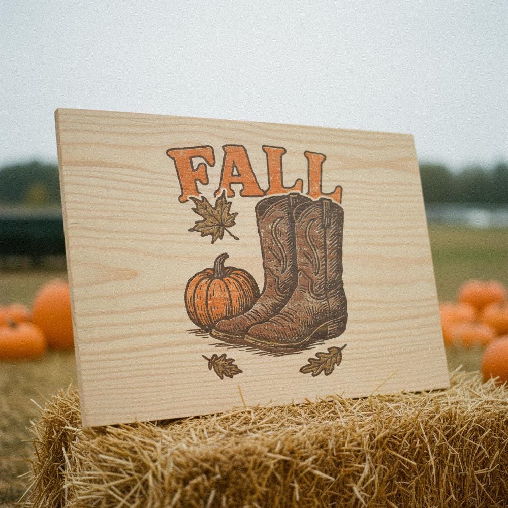 Fall PNG, Western Boots Autumn Design - 300 DPI Design for T-Shirt