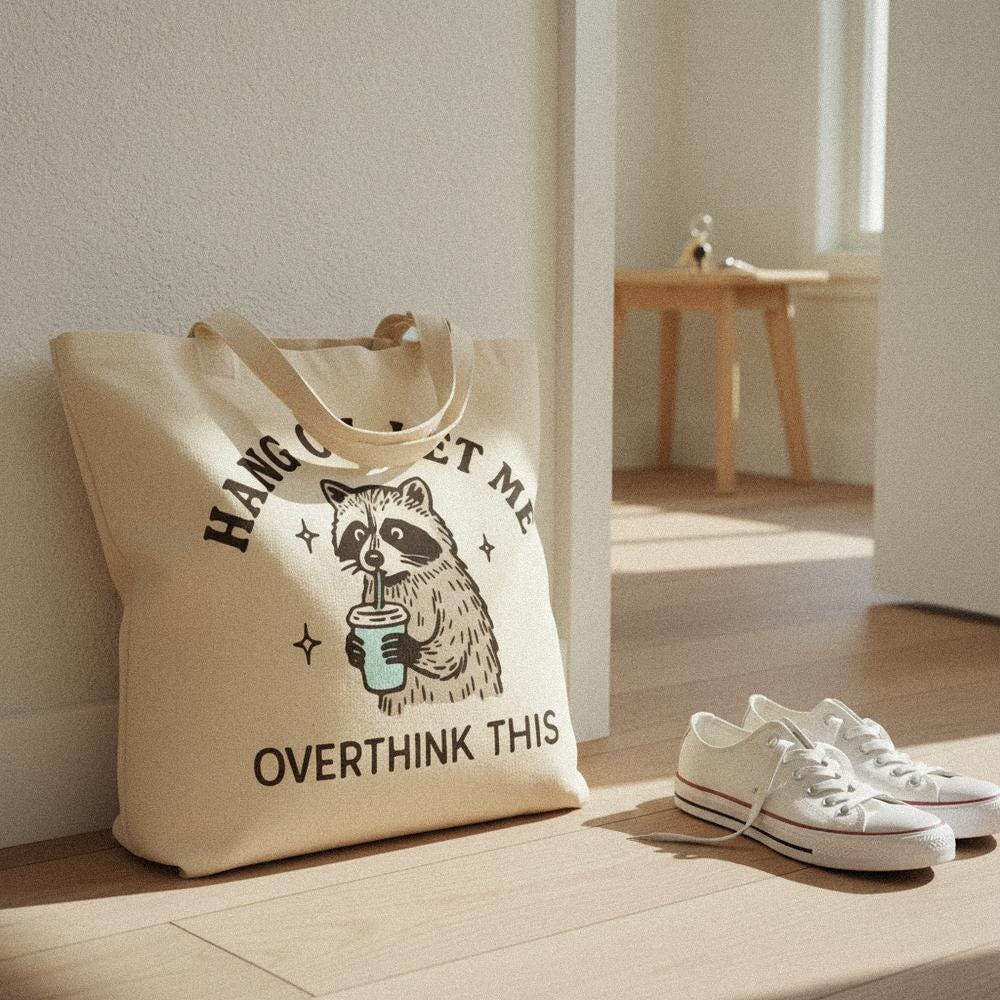Hang On Let Me Overthink This PNG, Funny Raccoon Illustration - 300 DPI