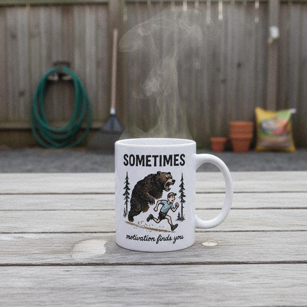 Sometimes Motivation Finds You PNG, Bear Running Digital Download - 300