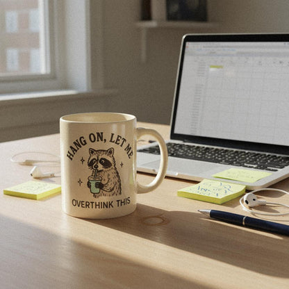 Hang On Let Me Overthink This PNG, Funny Raccoon Illustration - 300 DPI