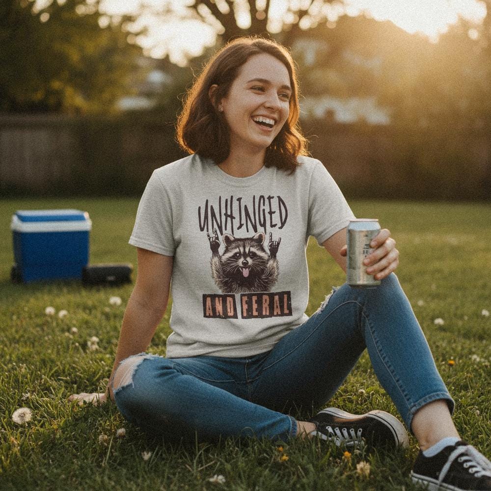 Unhinged And Feral PNG, Funny Raccoon Shirt - 300 DPI Design for T-Shirt