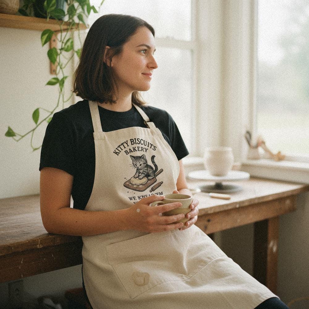 Kitty Biscuits Bakery PNG, Cute Cat Making Biscuits - 300 DPI Design for