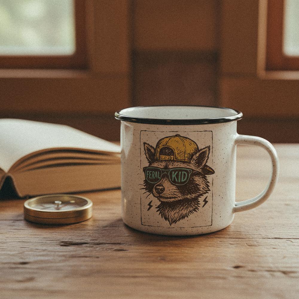 Feral Kid PNG, Cool Raccoon Graphic - 300 DPI Design for T-Shirt