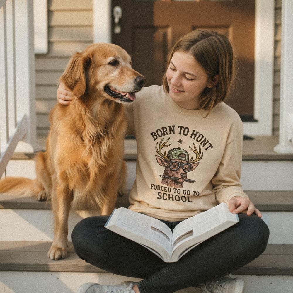 Born To Hunt Forced To Go To School PNG, Funny Deer Hunting Student Shirt