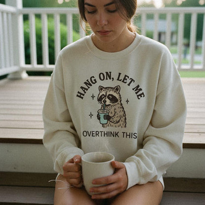 Hang On Let Me Overthink This PNG, Funny Raccoon Illustration - 300 DPI