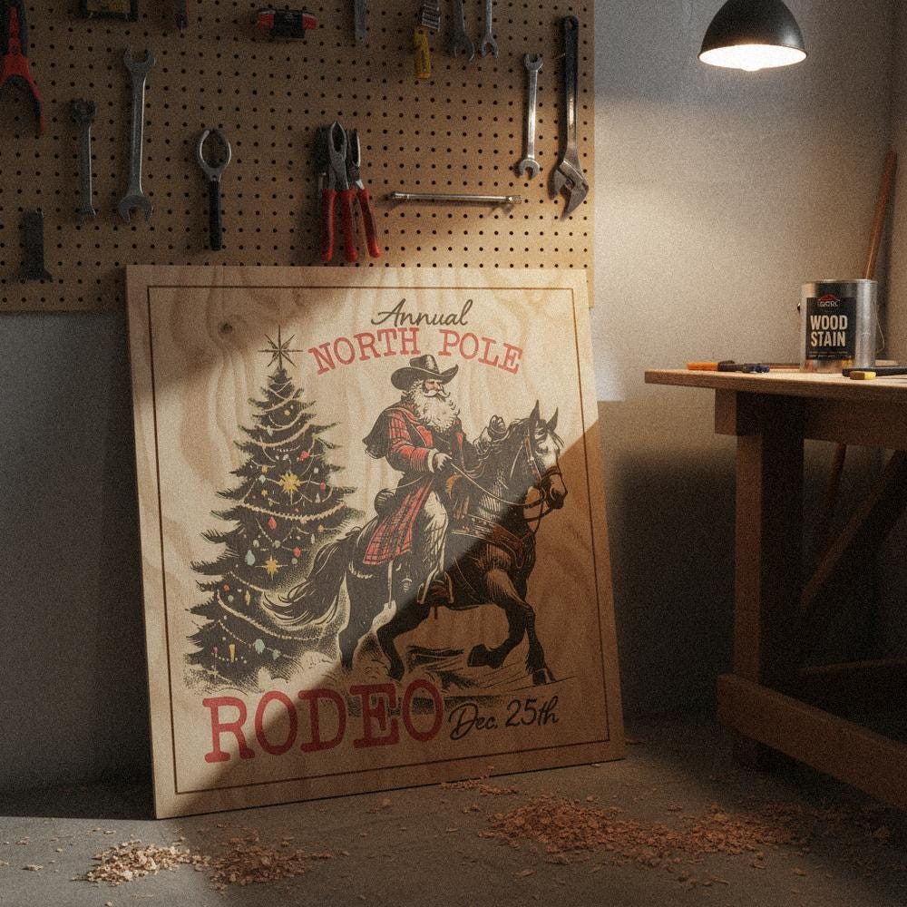 Annual North Pole Rodeo PNG, Santa Cowboy Christmas Shirt - 300 DPI