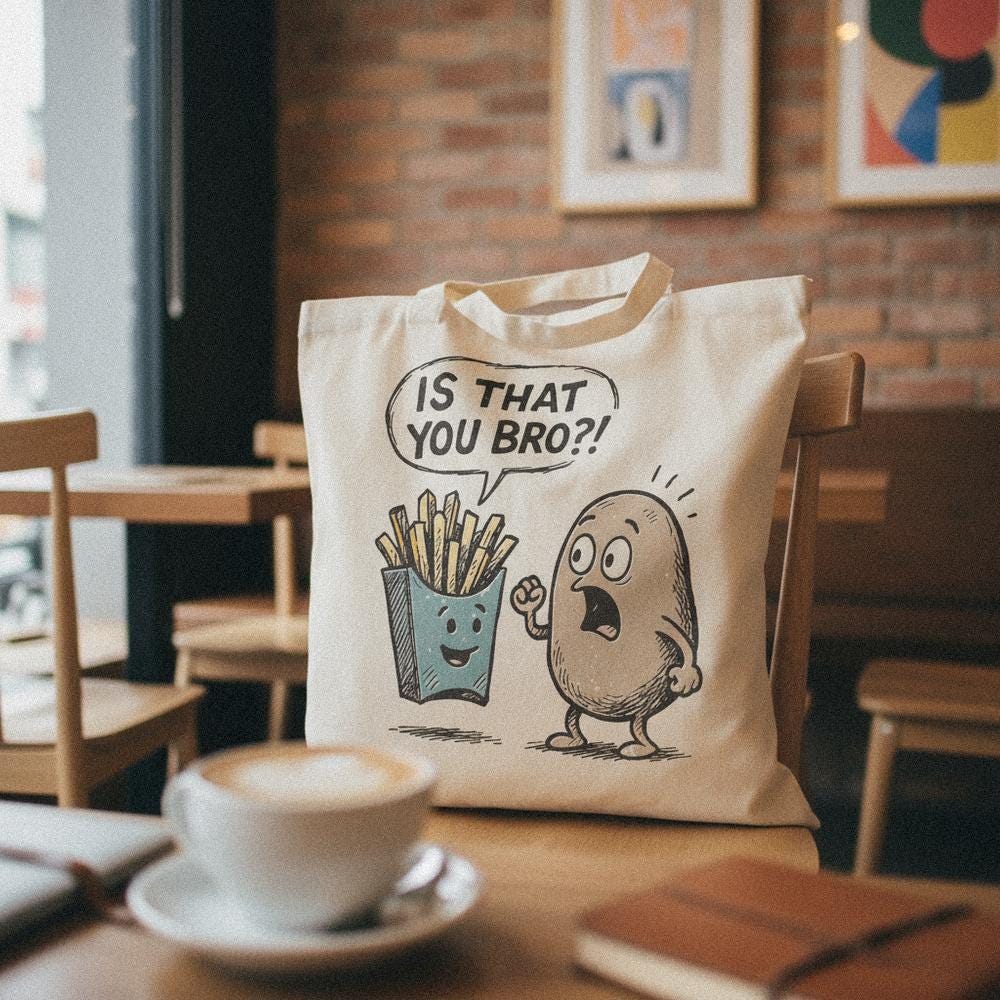 Is That You Bro?! PNG Funny Potato and Fries Digital Download, Cute Food