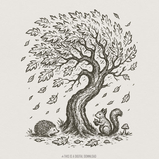 Woodland Friends PNG, Squirrel And Hedgehog Digital Art - 300 DPI Design