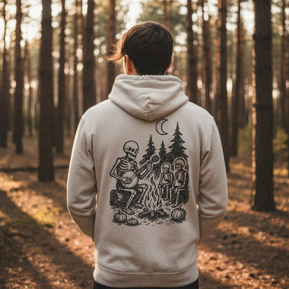 Skeleton Campfire Banjo PNG, Digital Download - 300 DPI Design for T-Shirt