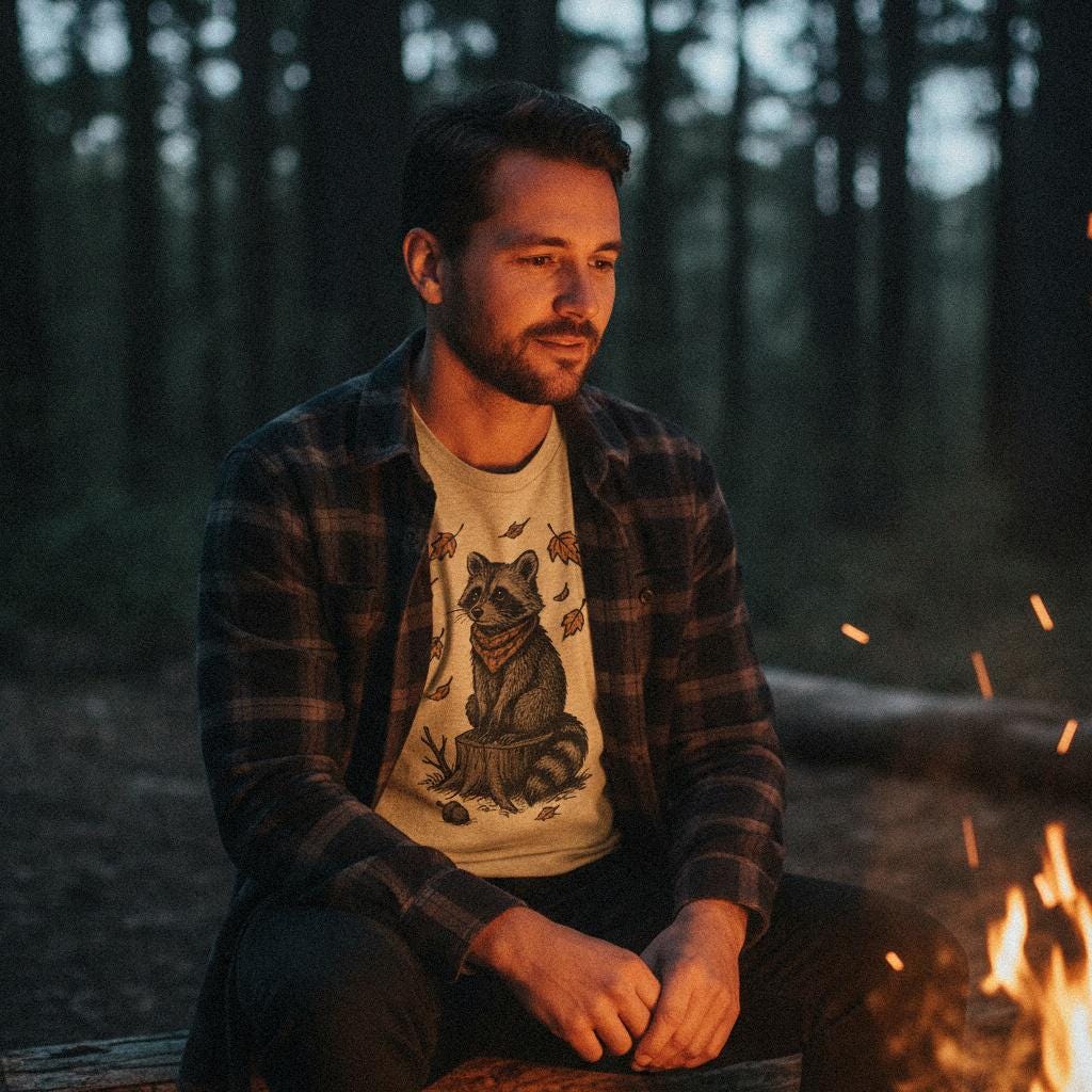 Autumn Raccoon PNG, Woodland Animal Digital Download - 300 DPI Design for