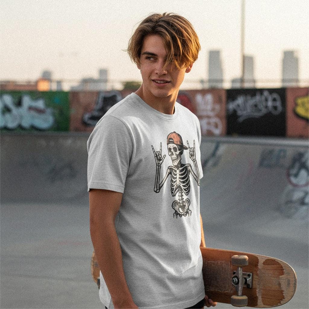 Rock On Skeleton PNG, Digital Download - 300 DPI Design for T-Shirt