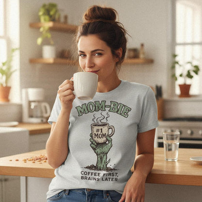 Mom-Bie #1 Mom PNG, Coffee First Brains Later - 300 DPI Design for T-Shirt