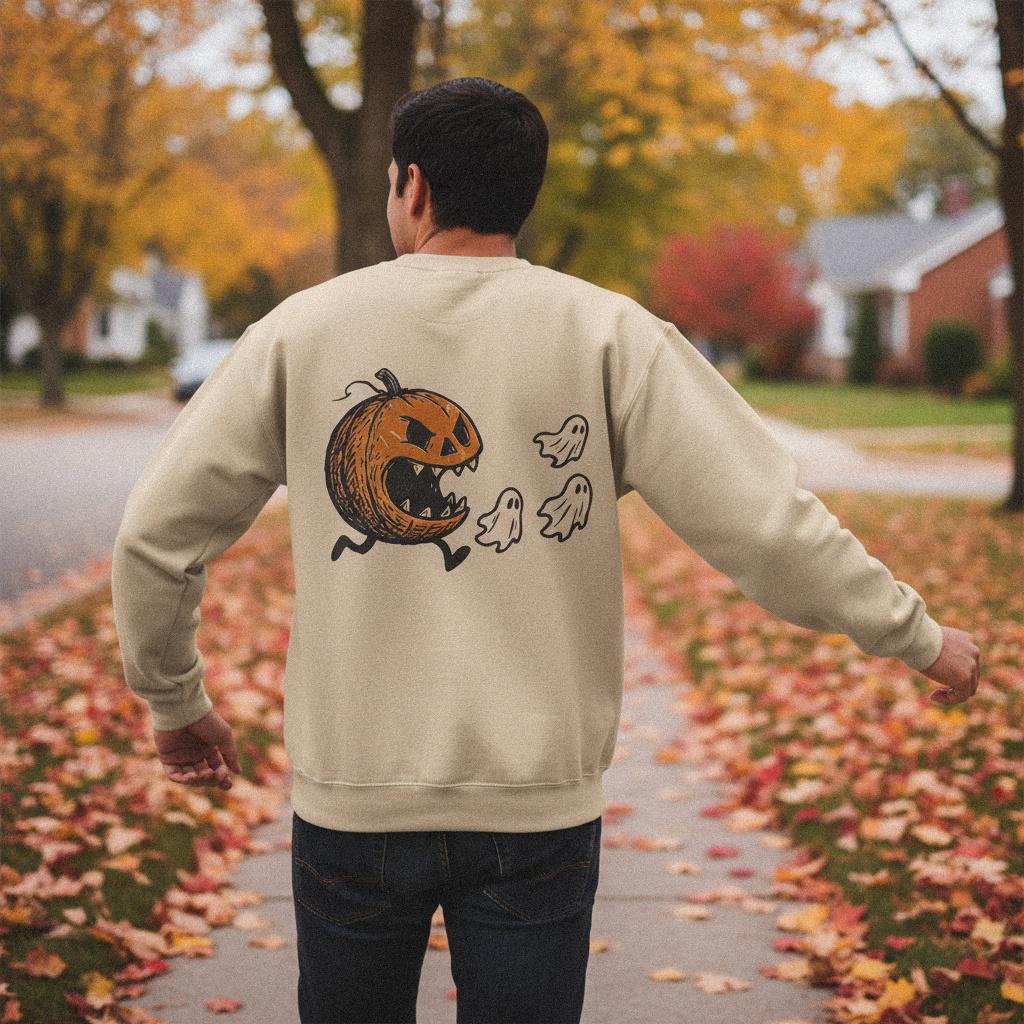 Running Pumpkin PNG Halloween Digital Download, Spooky Ghost Clipart -