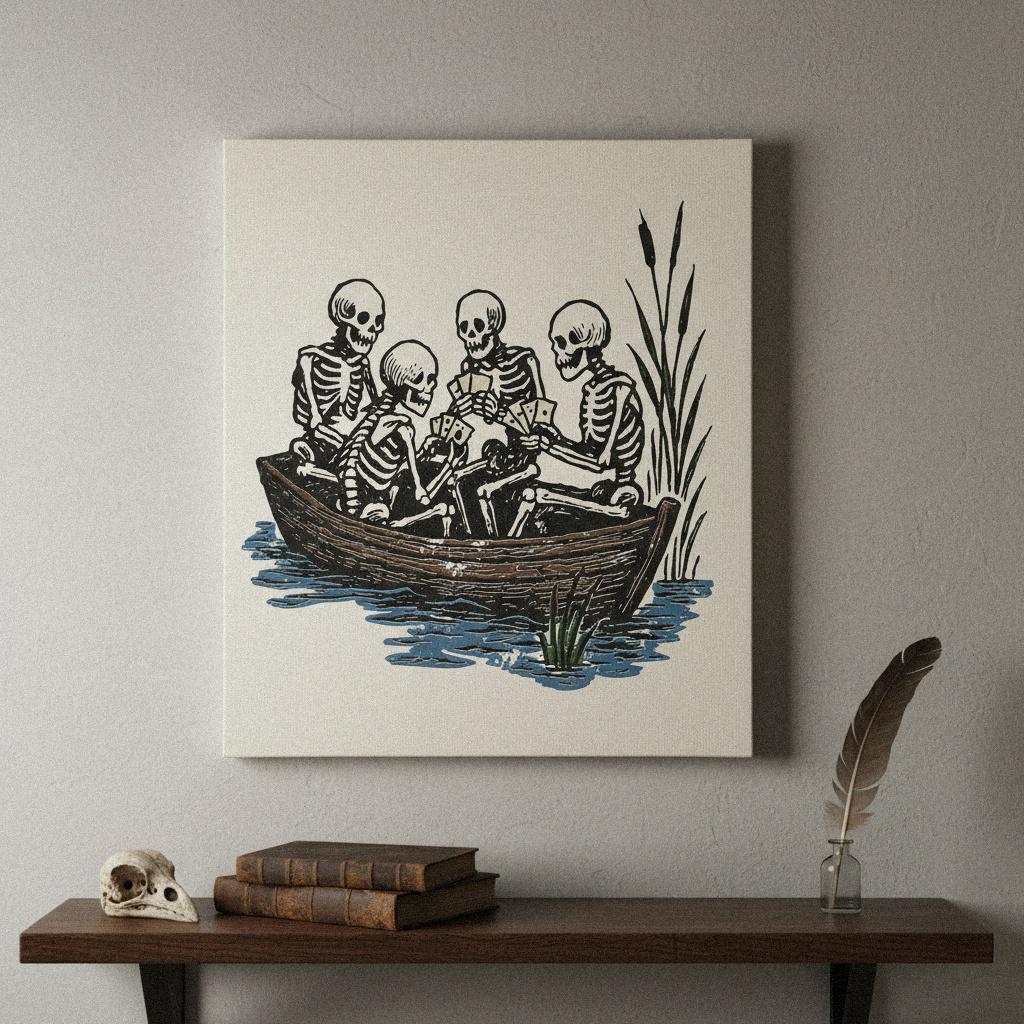 Skeletons Playing Cards PNG, Funny Poker Skeleton Art - 300 DPI Design