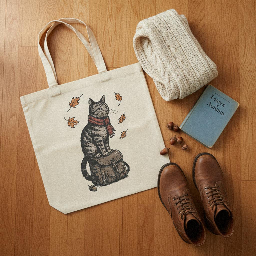 This Is A Digital Download, Autumn Cat PNG With Scarf - 300 DPI Design