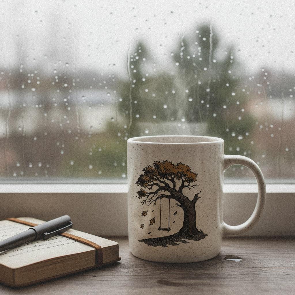 Swing Under Autumn Tree PNG, Hand-Drawn Fall Leaves - 300 DPI Design for