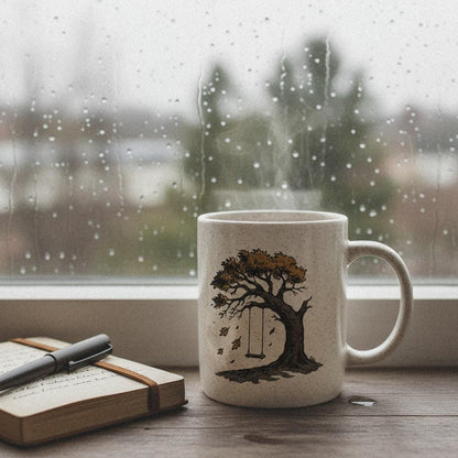 Swing Under Autumn Tree PNG, Hand-Drawn Fall Leaves - 300 DPI Design for