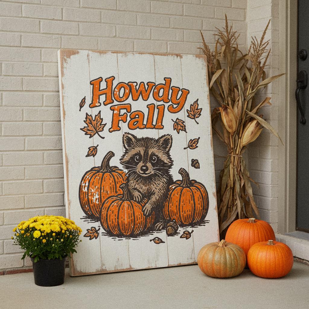 Howdy Fall PNG, Cute Raccoon Autumn Shirt - 300 DPI Design for T-Shirt