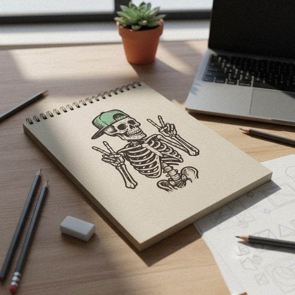 Peace Skeleton PNG, Cool Skeleton Art - 300 DPI Design for T-Shirt