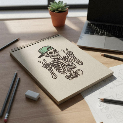 Peace Skeleton PNG, Cool Skeleton Art - 300 DPI Design for T-Shirt