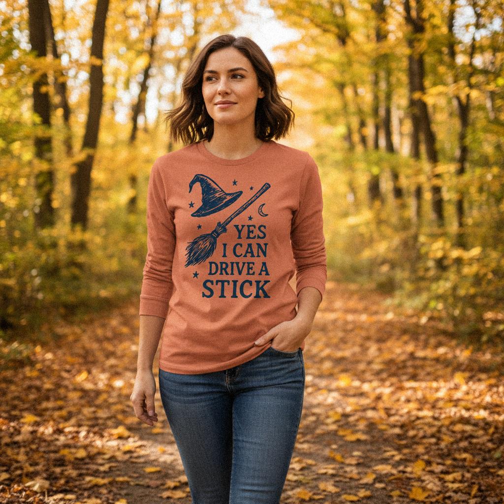 Yes I Can Drive a Stick PNG, Witch Hat Broom Digital Download - 300 DPI